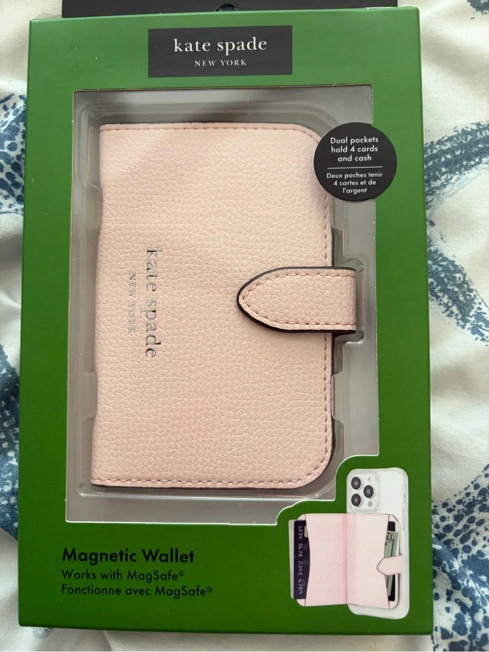 Kate Spade New York Pink MagSafe Magnetic Wallet Card Holder NIB